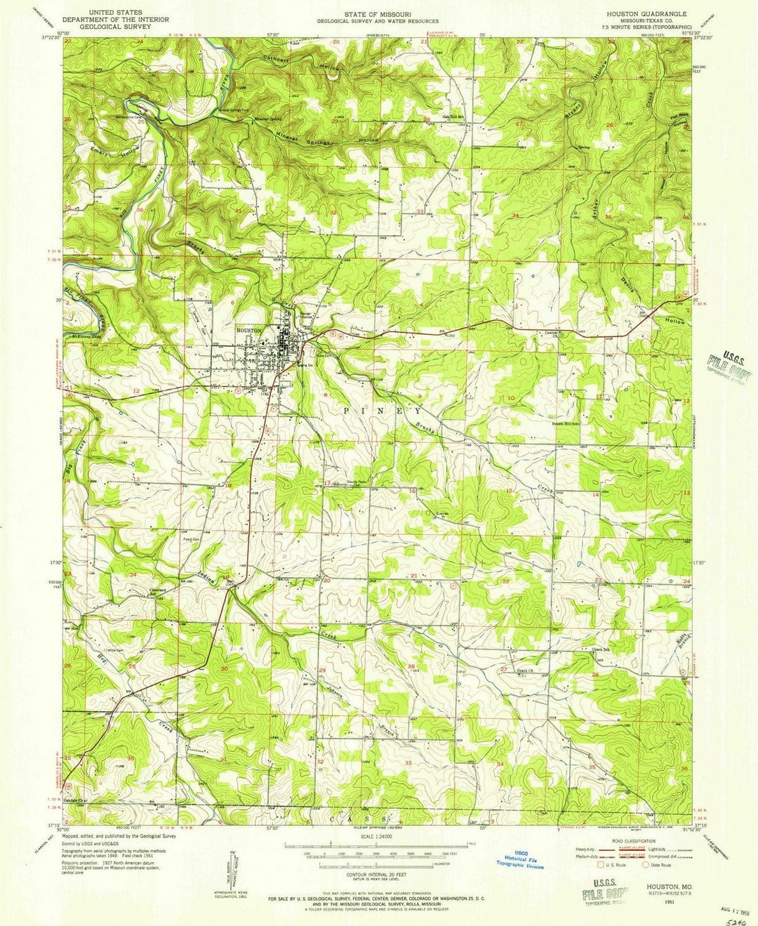 1951 Houston, MO - Missouri - USGS Topographic Map