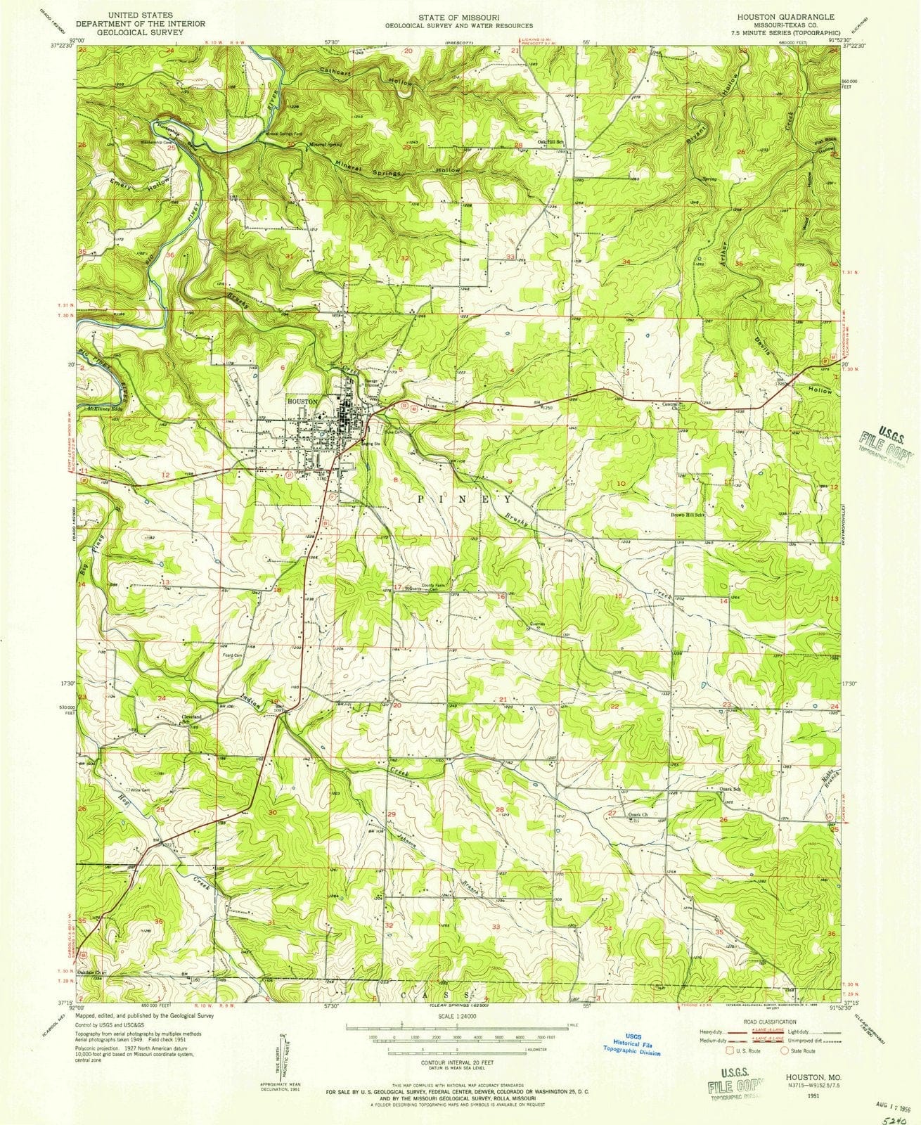 1951 Houston, MO - Missouri - USGS Topographic Map