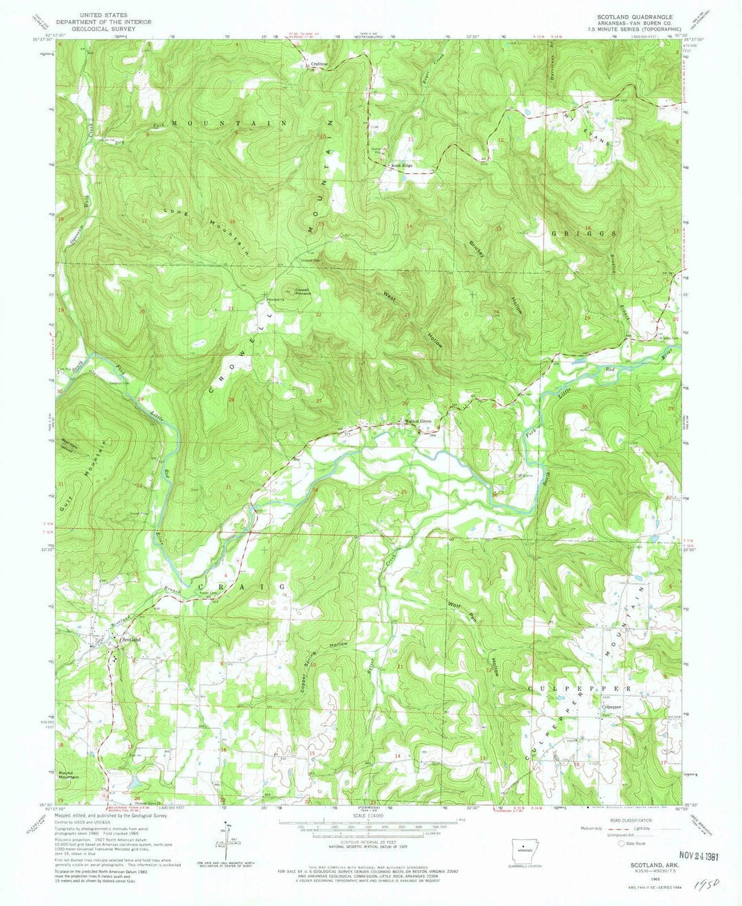 1965 Scotland, AR - Arkansas - USGS Topographic Map