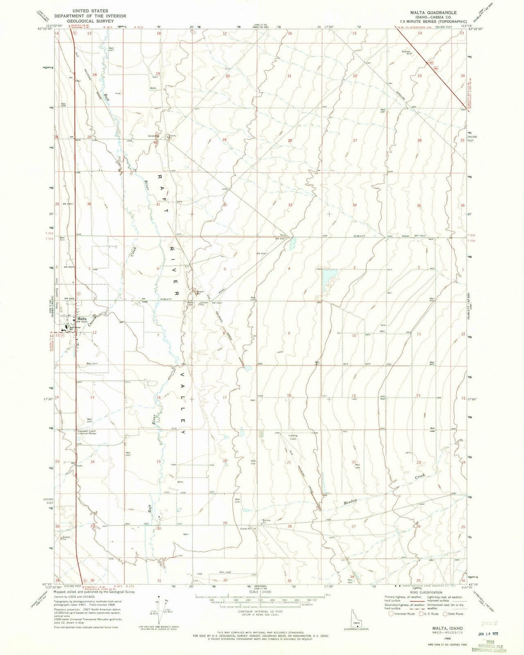 1968 Malta, ID - Idaho - USGS Topographic Map v2