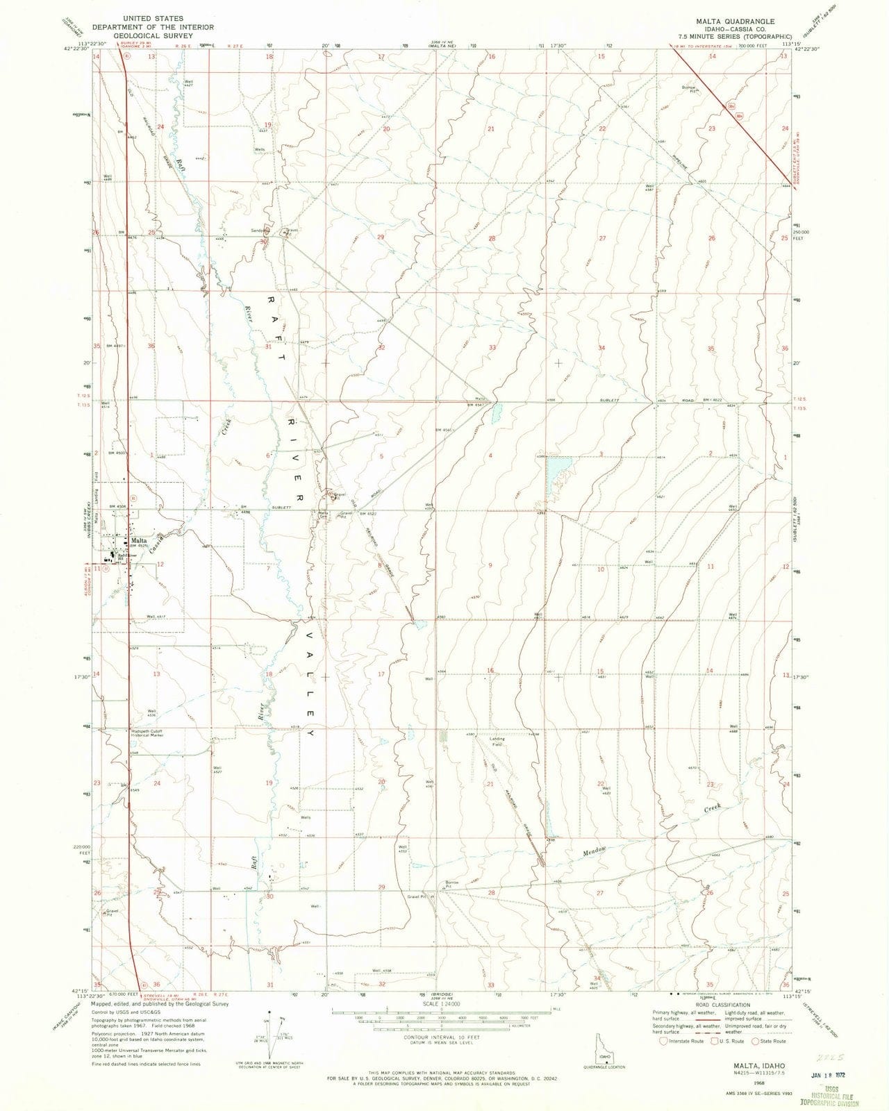 1968 Malta, ID - Idaho - USGS Topographic Map v2