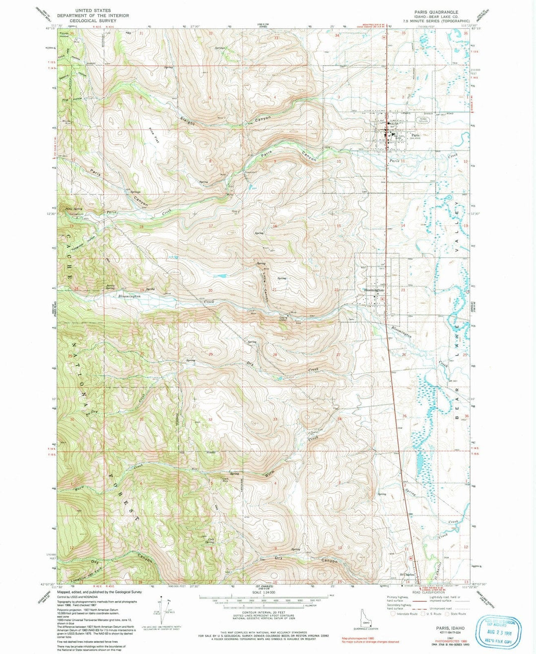 1967 Paris, ID - Idaho - USGS Topographic Map