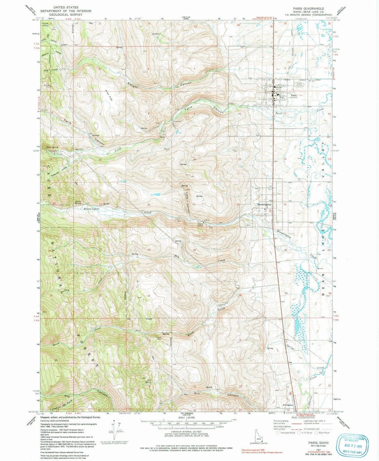 1967 Paris, ID - Idaho - USGS Topographic Map