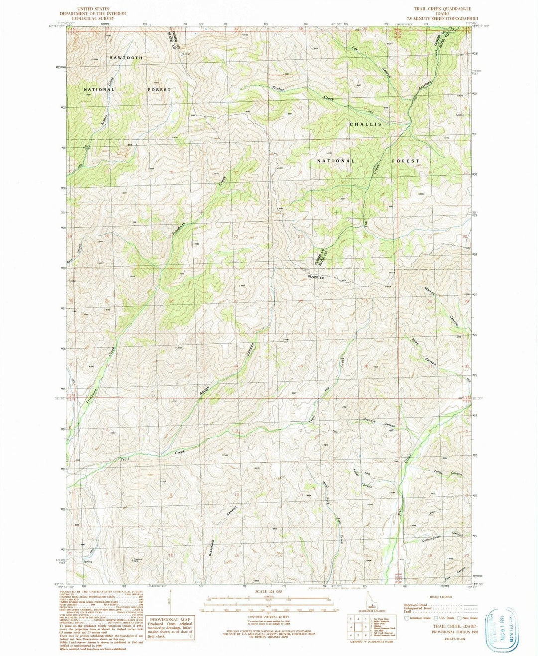 1991 Trail Creek, ID - Idaho - USGS Topographic Map