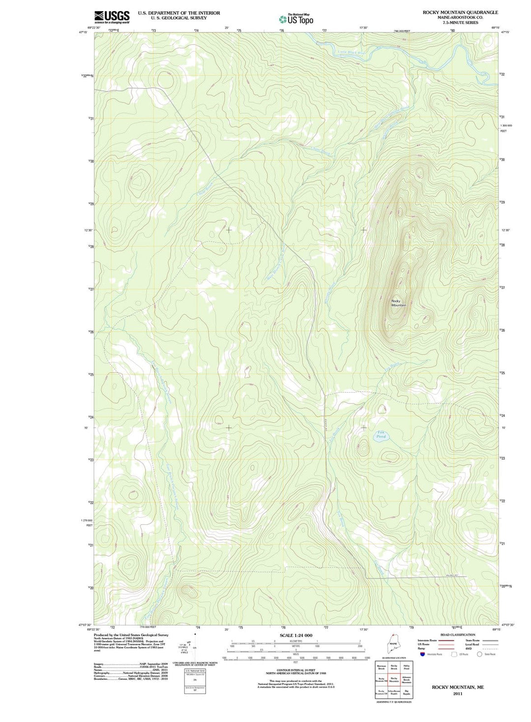 2011 Rocky Mountain, ME - Maine - USGS Topographic Map