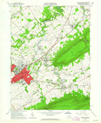 1962 State College, PA  - Pennsylvania - USGS Topographic Map