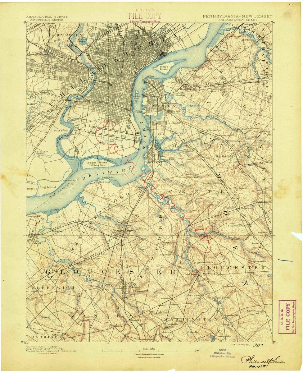 1891 Philadelphia, PA  - Pennsylvania - USGS Topographic Map