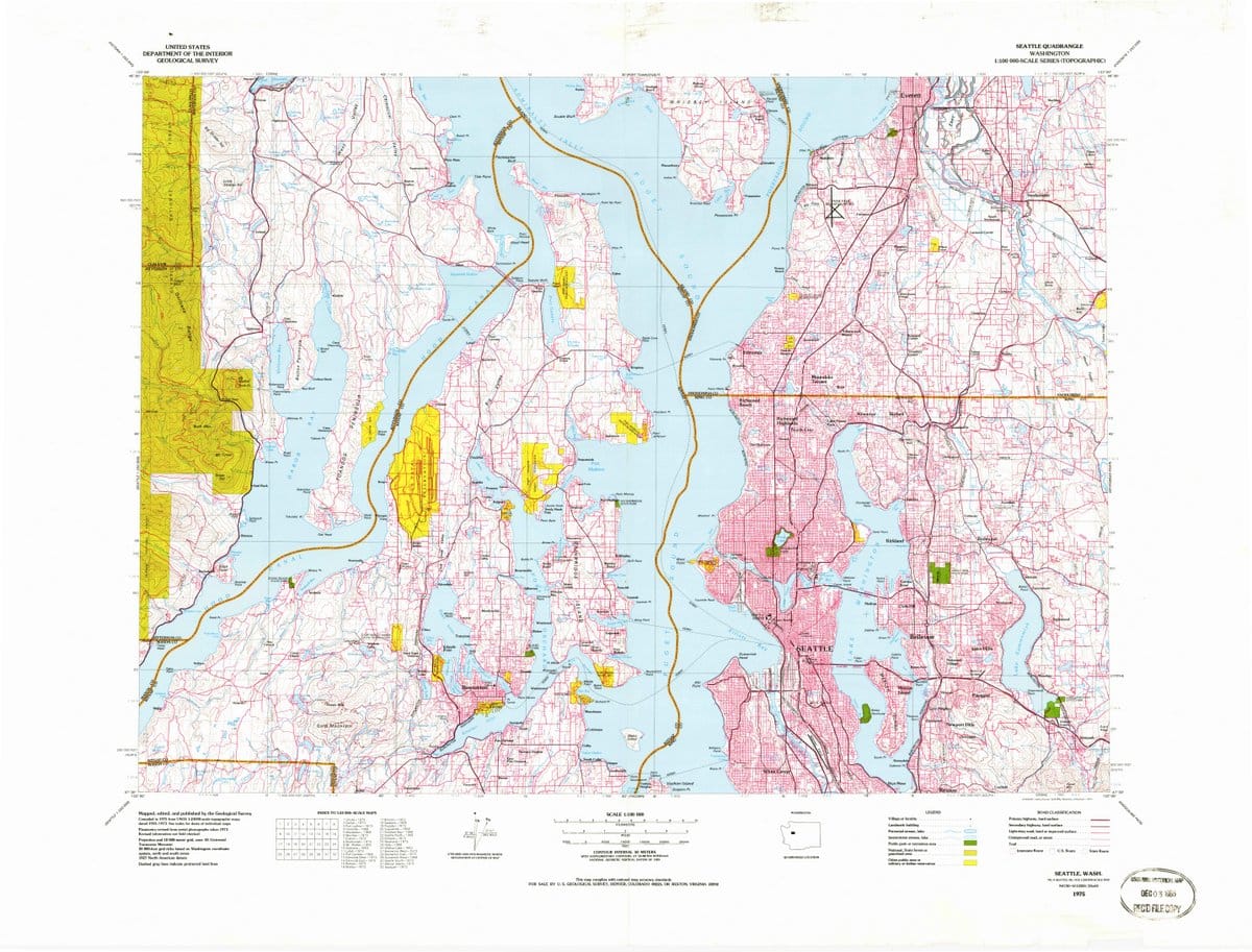 1975 Seattle, WA  - Washington - USGS Topographic Map