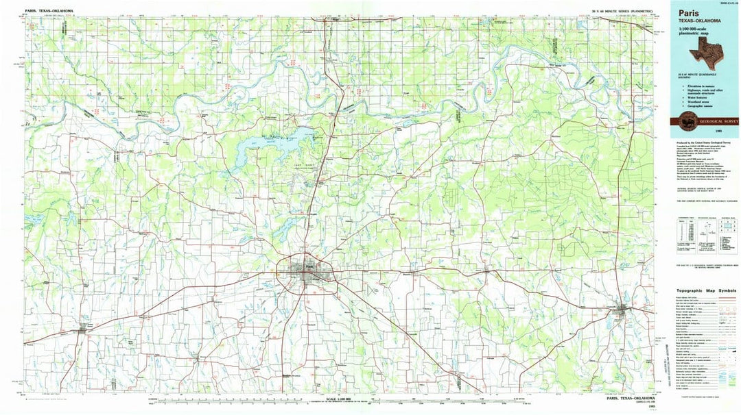 1985 Paris, TX  - Texas - USGS Topographic Map