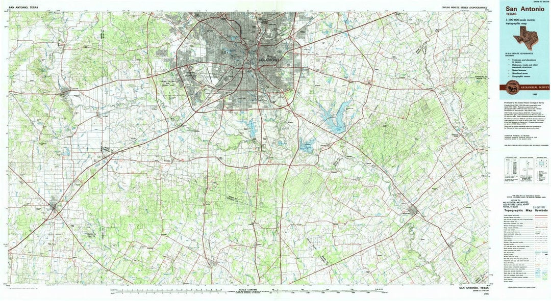 1985 San Antonio, TX  - Texas - USGS Topographic Map