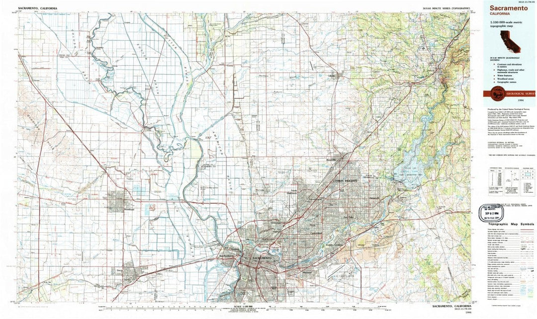 1994 Sacramento, CA  - California - USGS Topographic Map