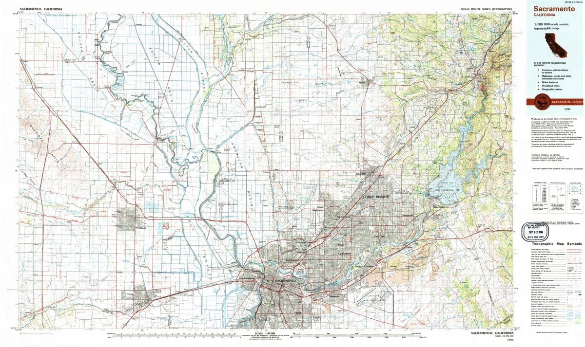 1994 Sacramento, CA  - California - USGS Topographic Map