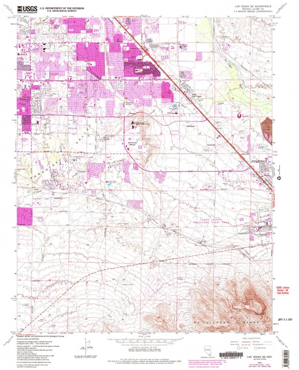 1967 Las Vegas, NV  - Nevada - USGS Topographic Map v3