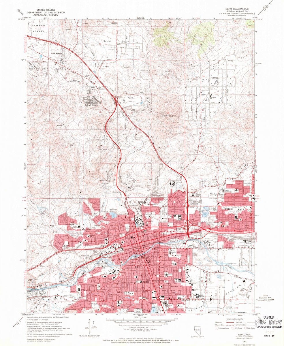 1967 Reno, NV  - Nevada - USGS Topographic Map v2