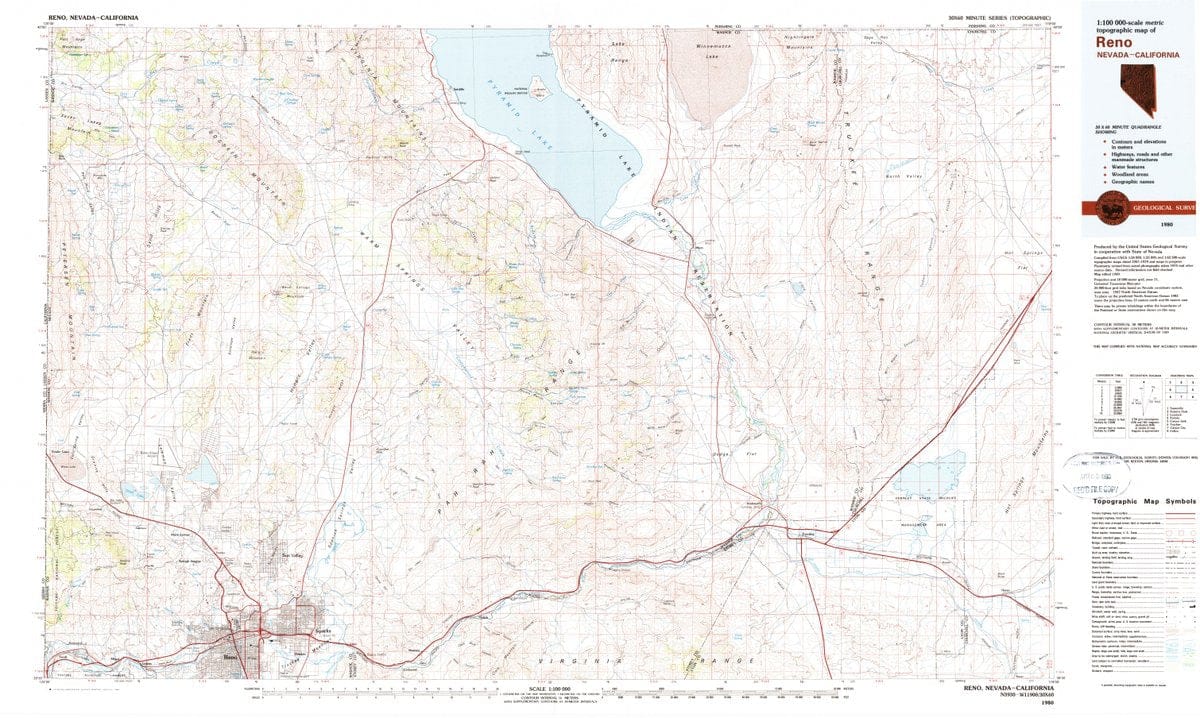 1980 Reno, NV  - Nevada - USGS Topographic Map