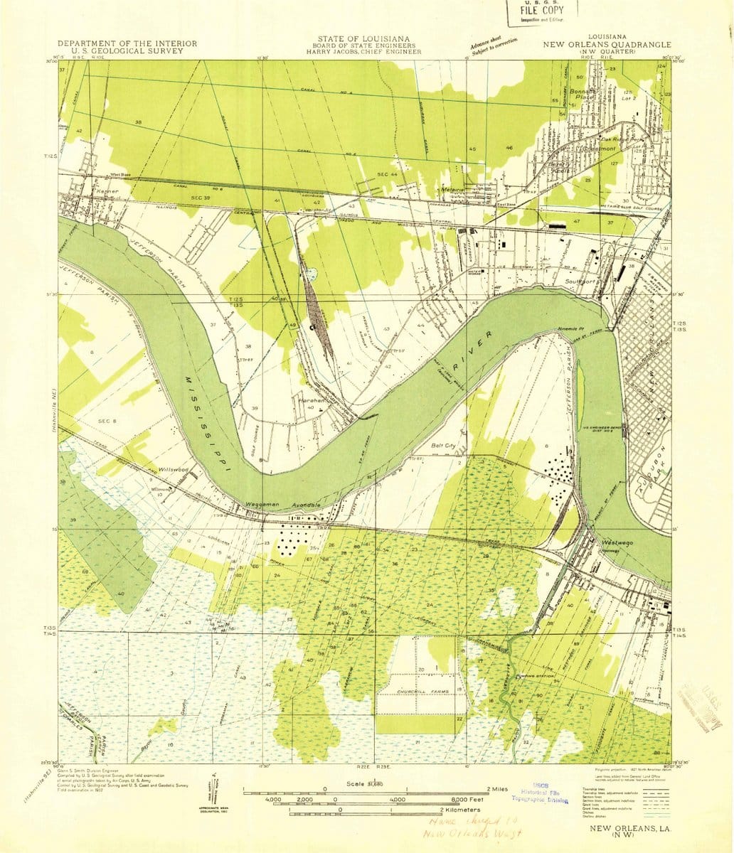 1932 New Orleans NW, LA  - Louisiana - USGS Topographic Map