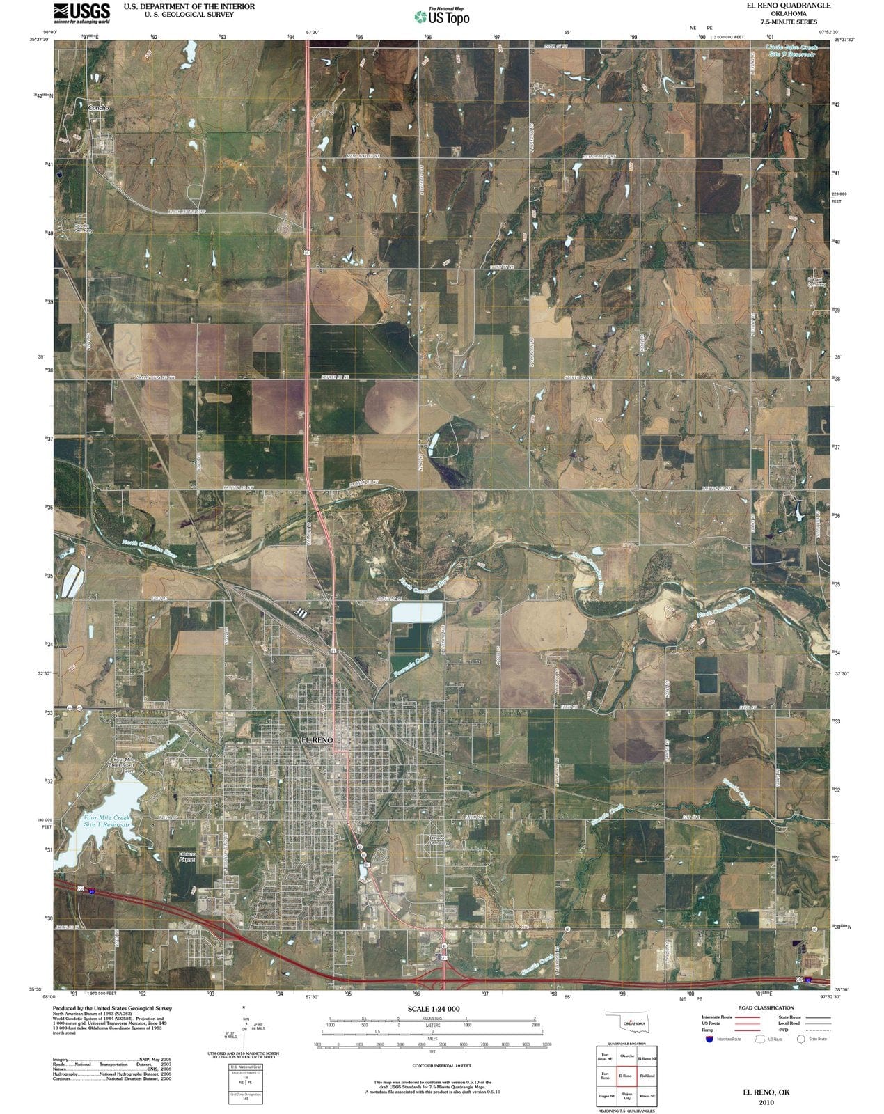 2010 El Reno, OK - Oklahoma - USGS Topographic Map