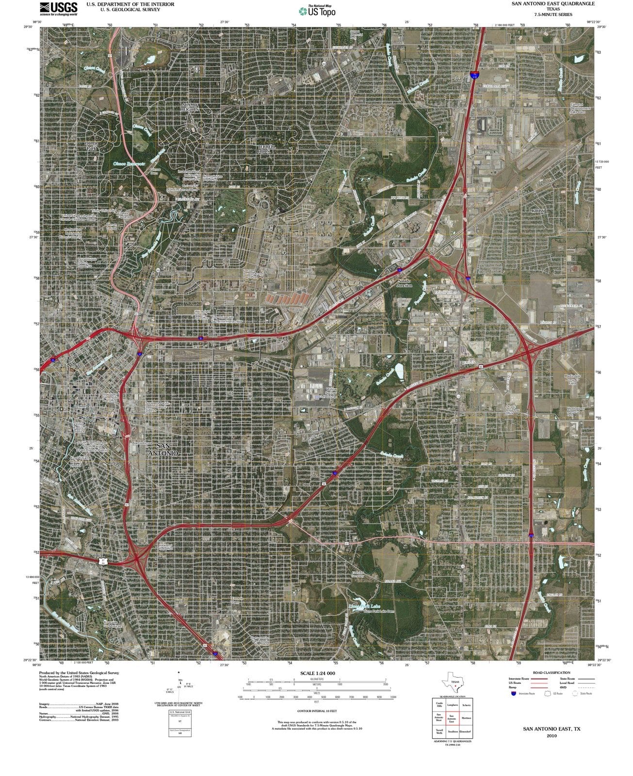 2010 San Antonio, TX - Texas - USGS Topographic Map