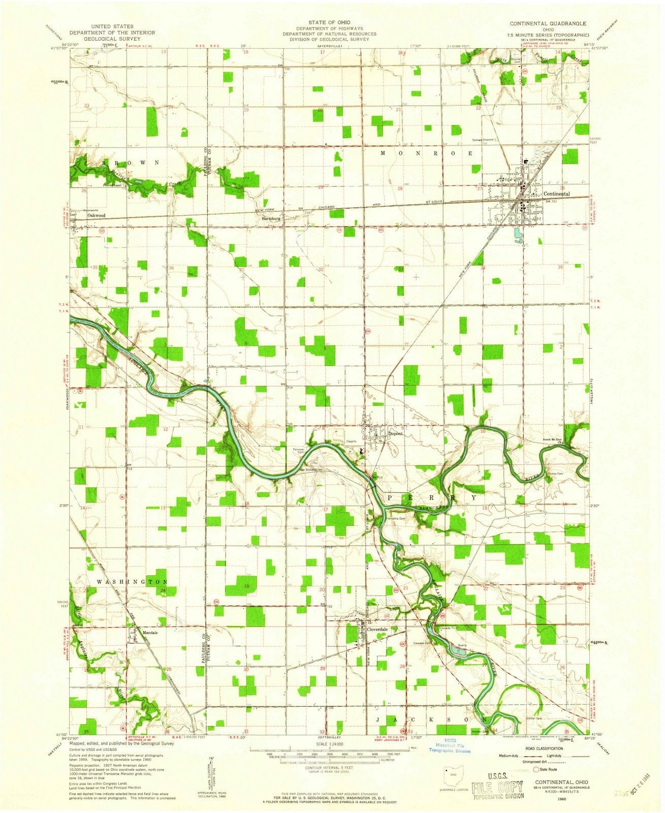 1960 Continental, OH - Ohio - USGS Topographic Map