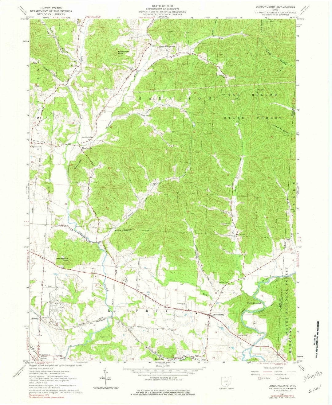 1961 Londonderry, OH - Ohio - USGS Topographic Map