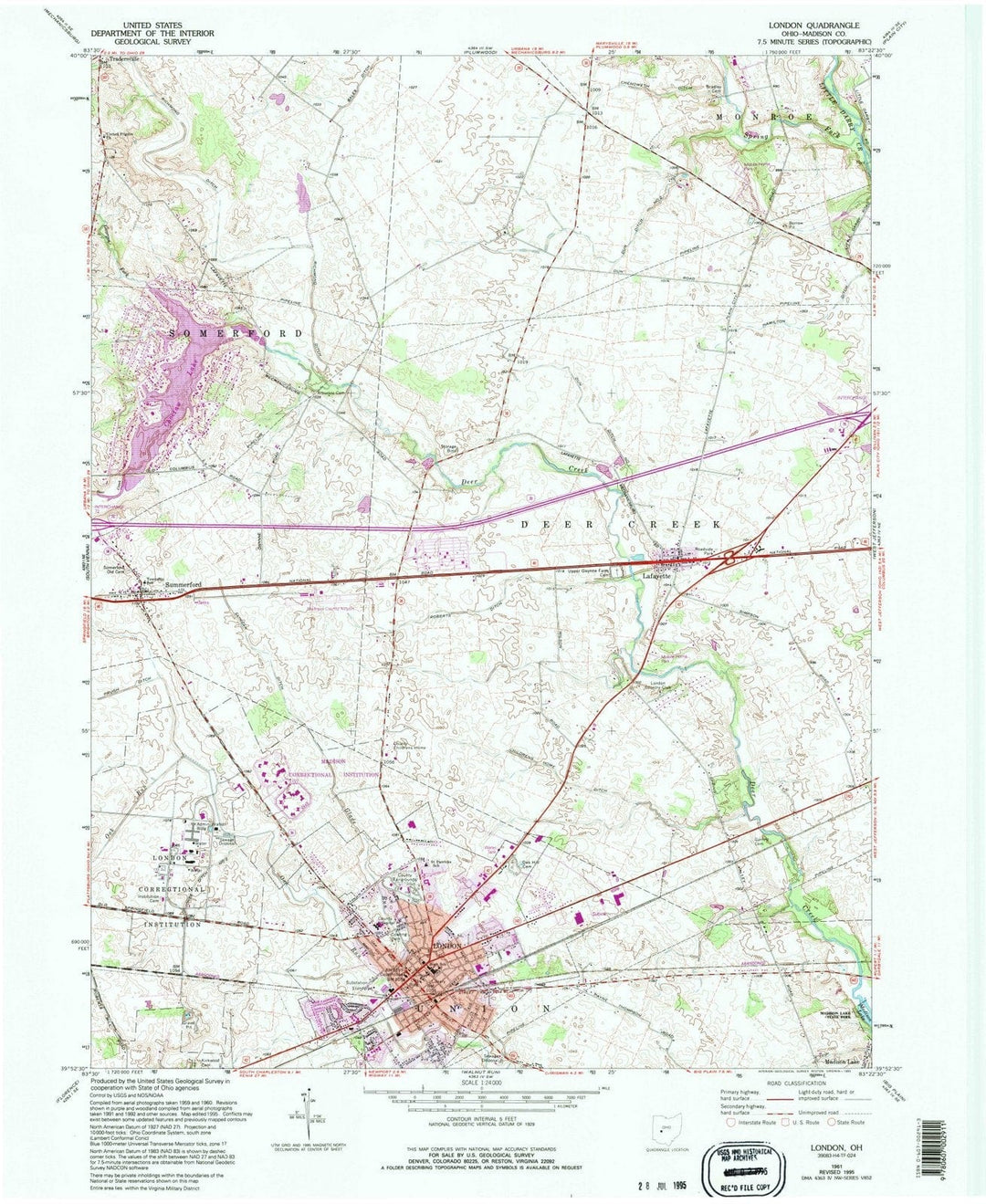 1961 London, OH - Ohio - USGS Topographic Map