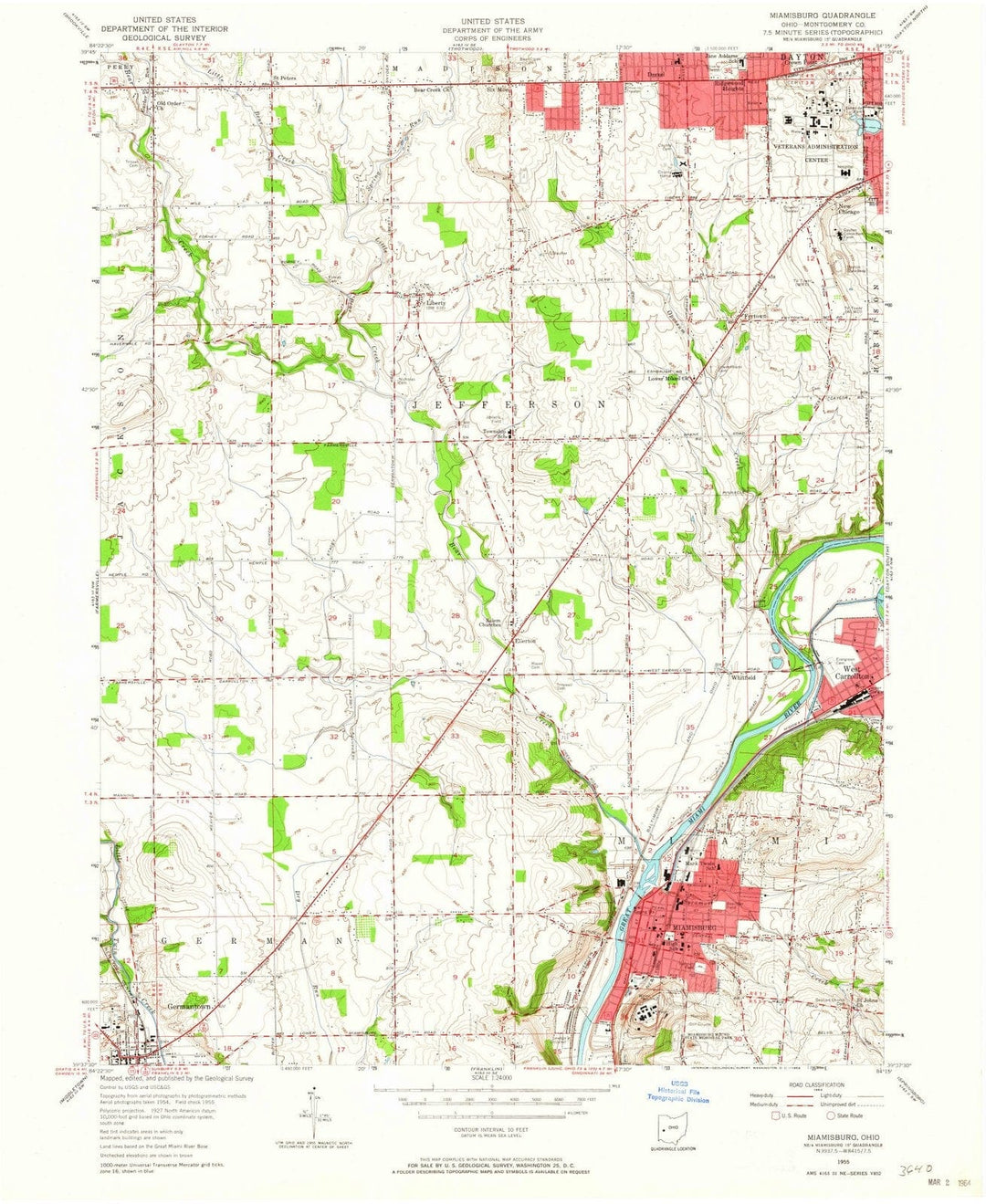 1955 Miamisburg, OH - Ohio - USGS Topographic Map