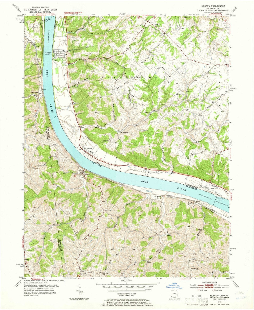 1953 Moscow, OH - Ohio - USGS Topographic Map