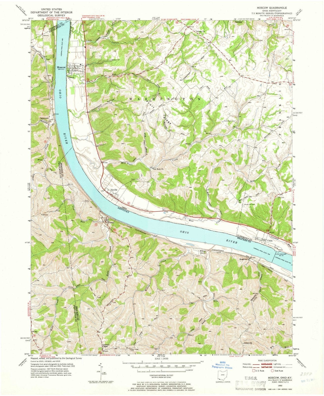 1953 Moscow, OH - Ohio - USGS Topographic Map