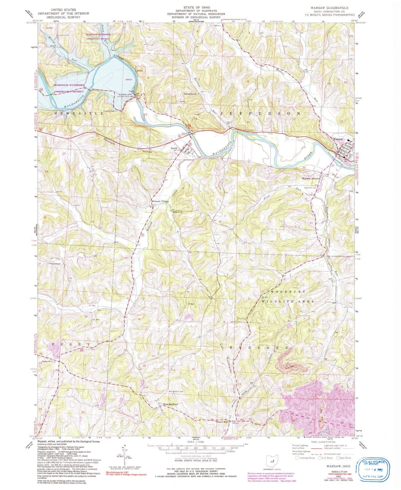 1962 Warsaw, OH - Ohio - USGS Topographic Map