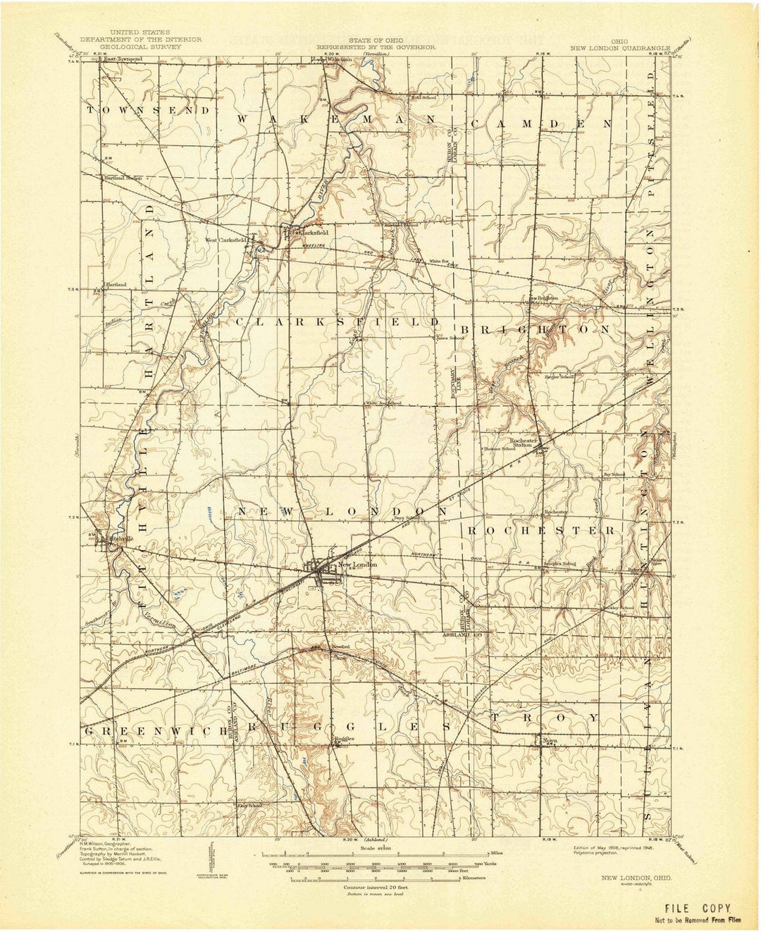 1908 New London, OH - Ohio - USGS Topographic Map