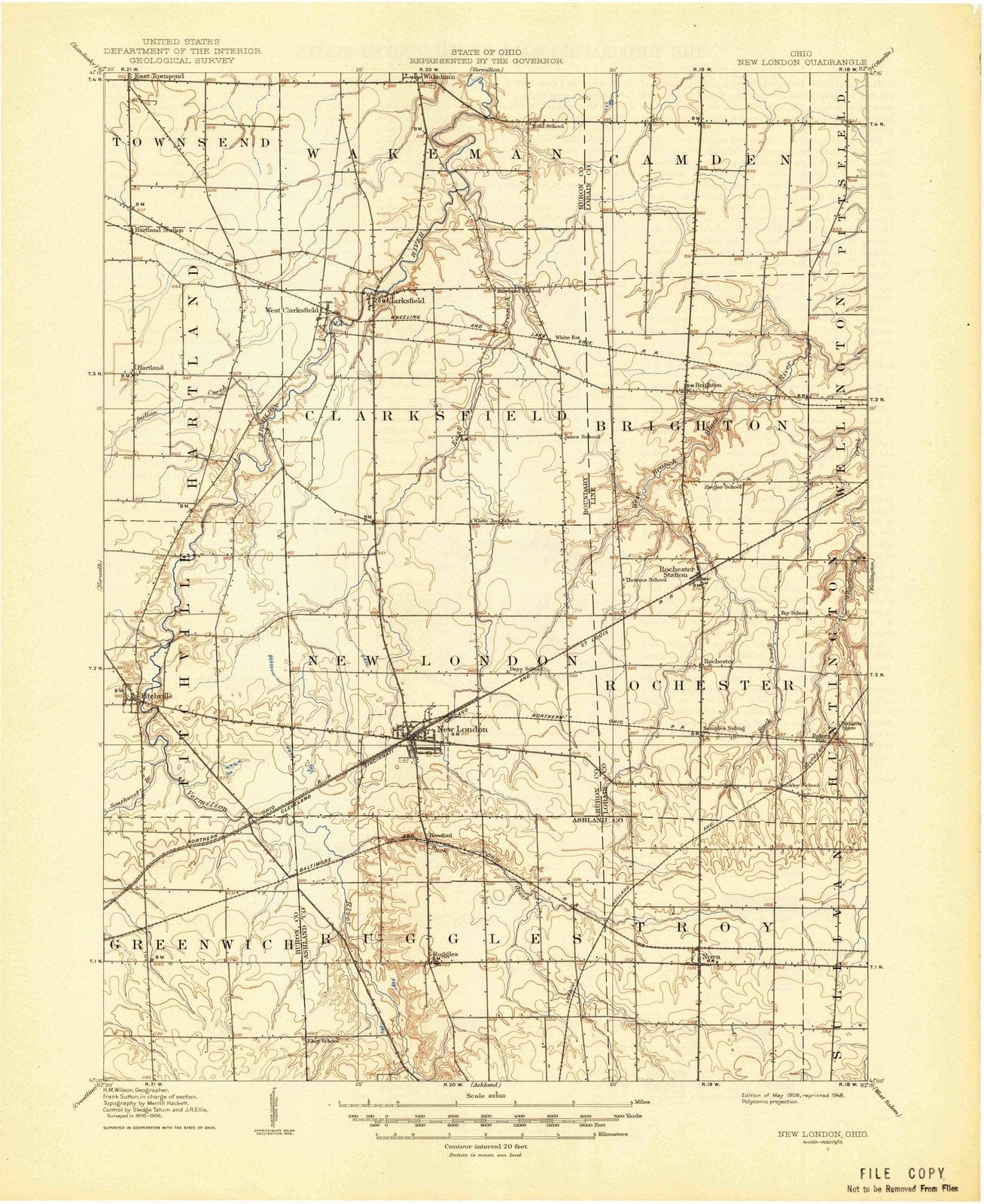 1908 New London, OH - Ohio - USGS Topographic Map