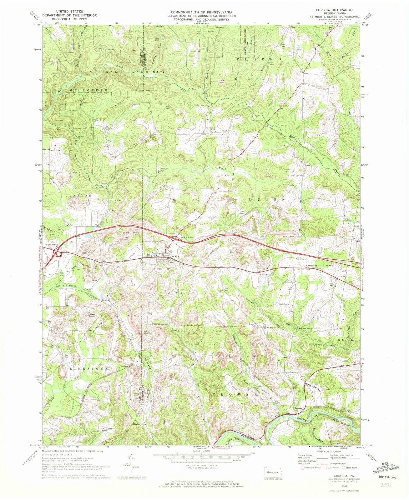 1969 Corsica, PA - Pennsylvania - USGS Topographic Map