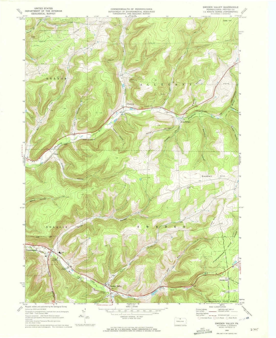 1969 Sweden Valley, PA - Pennsylvania - USGS Topographic Map