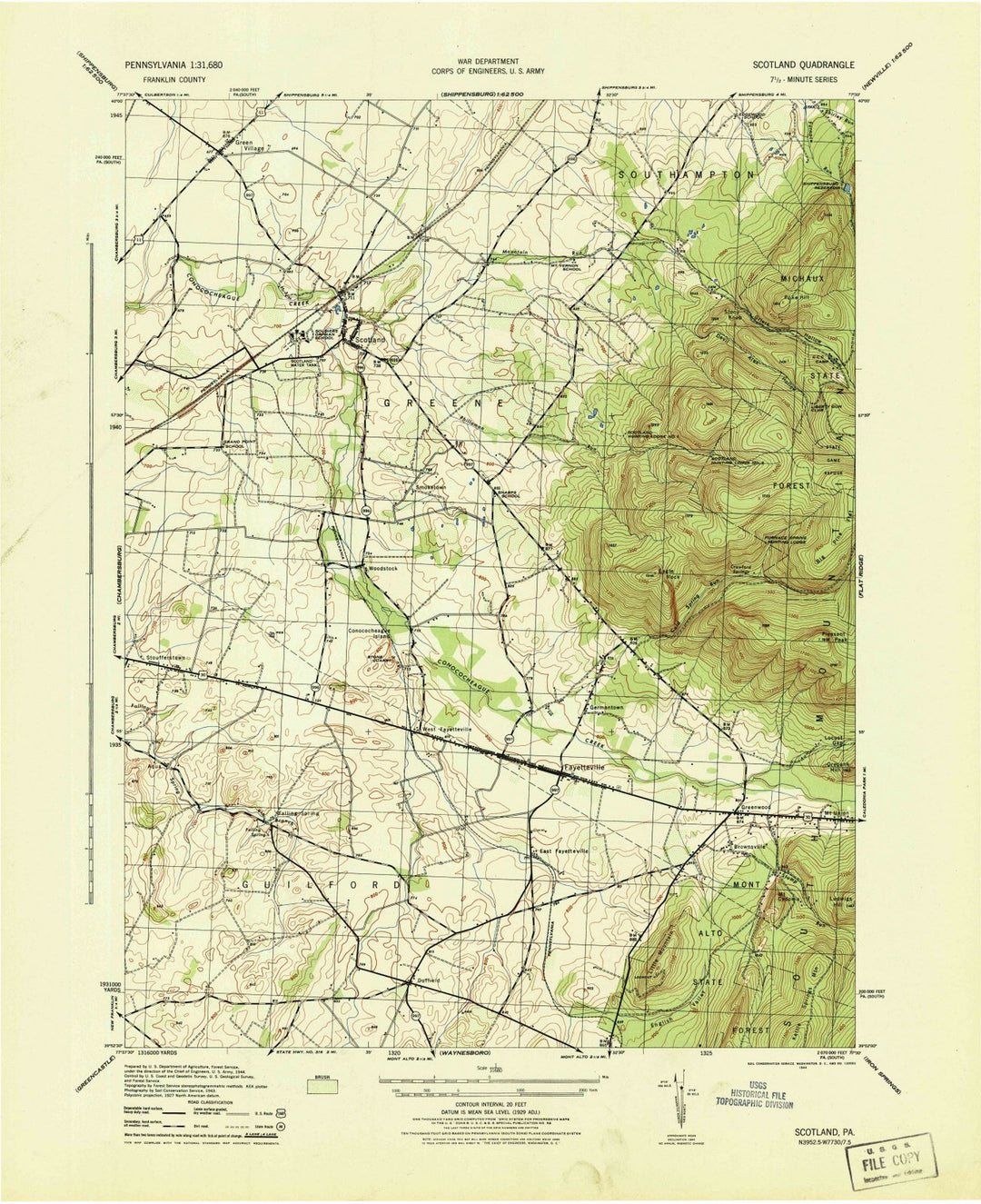 1944 Scotland, PA - Pennsylvania - USGS Topographic Map v2