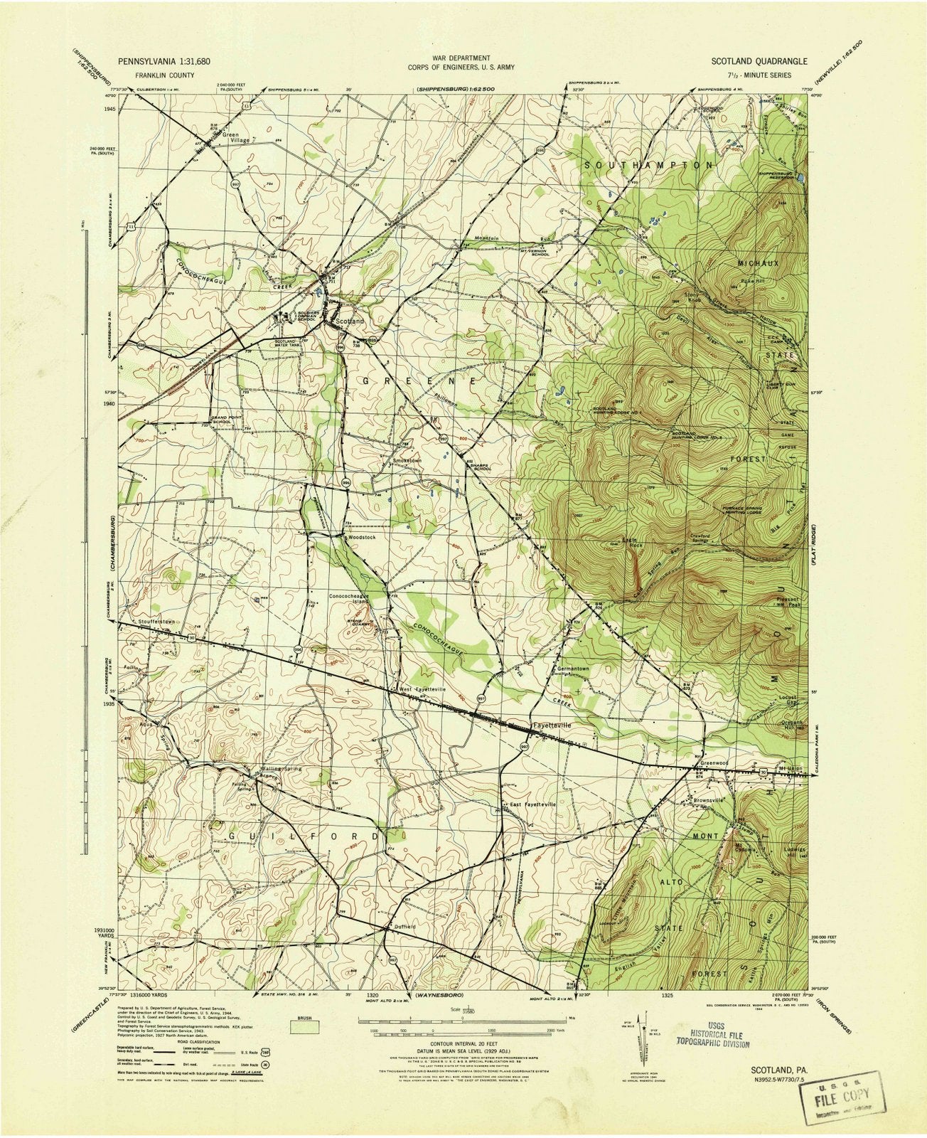 1944 Scotland, PA - Pennsylvania - USGS Topographic Map v2