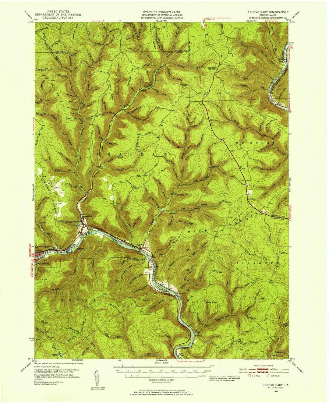 1946 Renovo East, PA - Pennsylvania - USGS Topographic Map v2