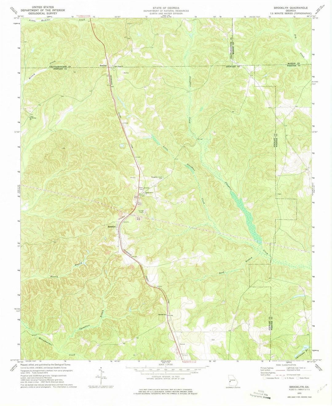 1973 Brooklyn, GA - Georgia - USGS Topographic Map