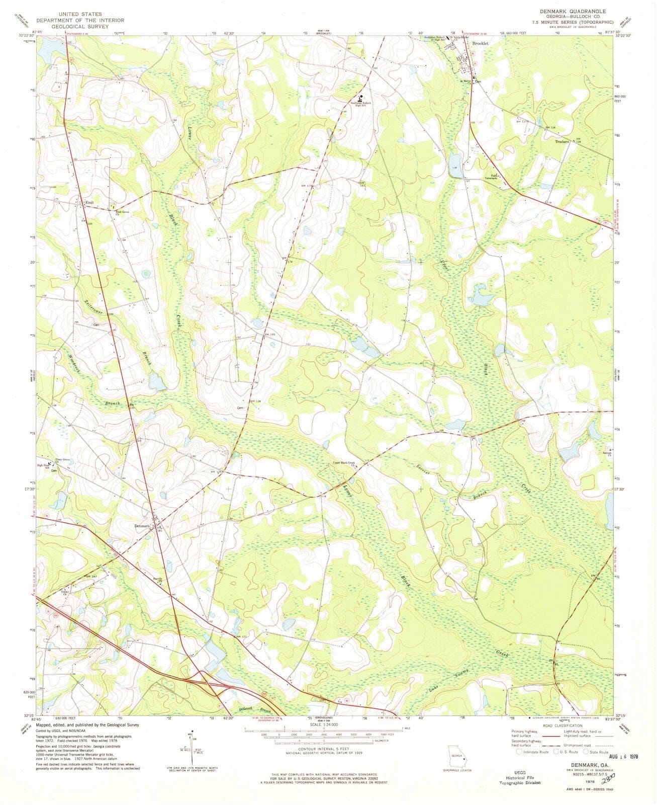 1978 Denmark, GA - Georgia - USGS Topographic Map