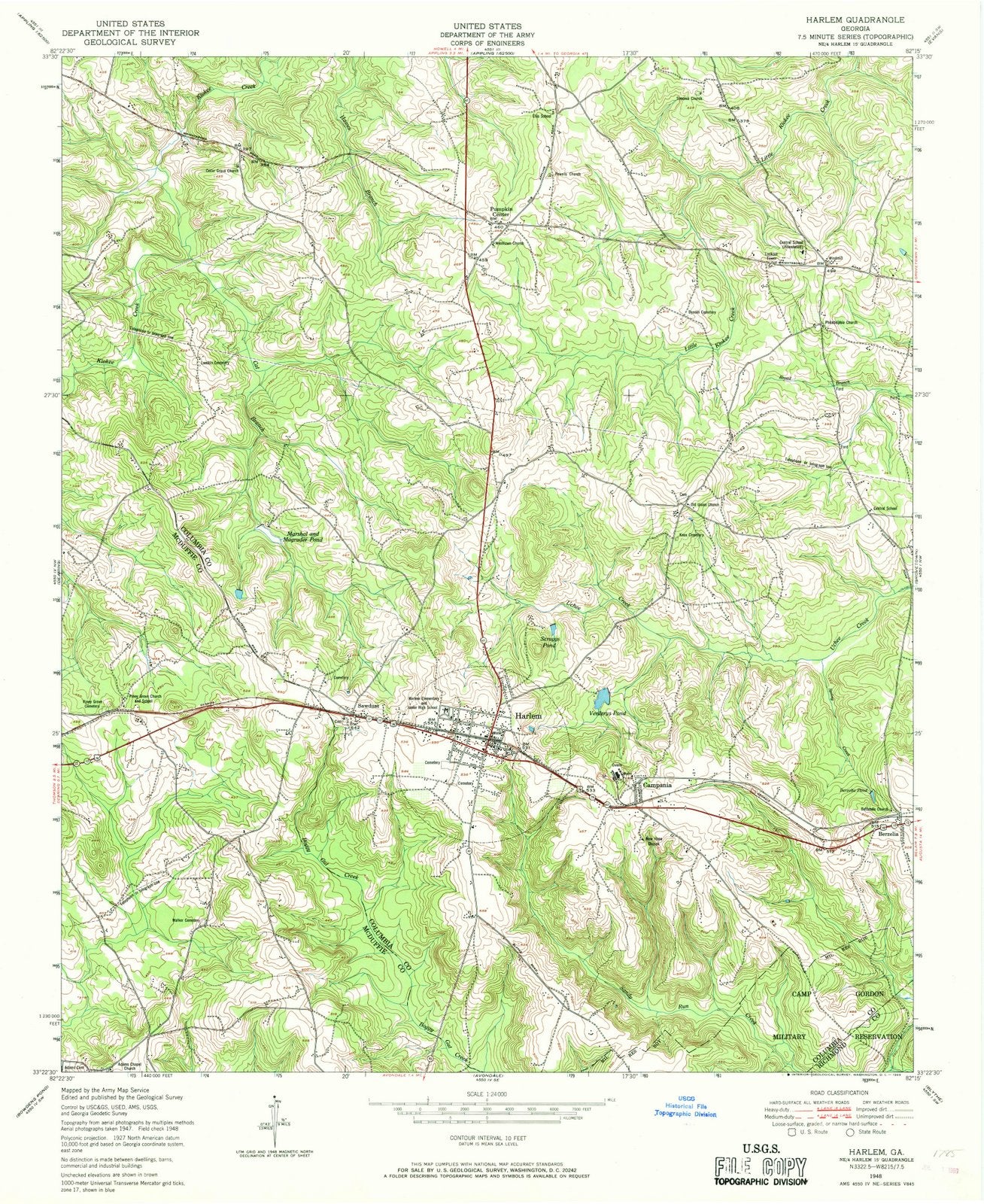 1948 Harlem, GA - Georgia - USGS Topographic Map