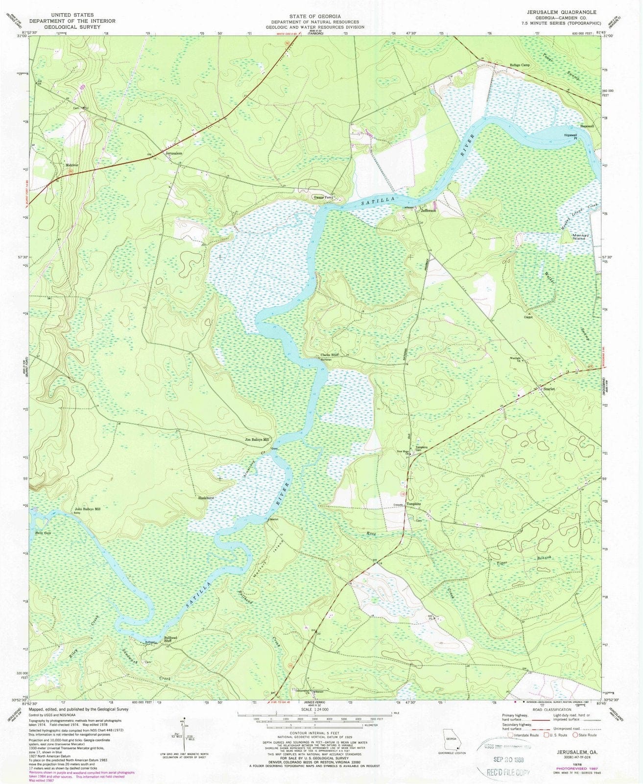 1978 Jerusalem, GA - Georgia - USGS Topographic Map