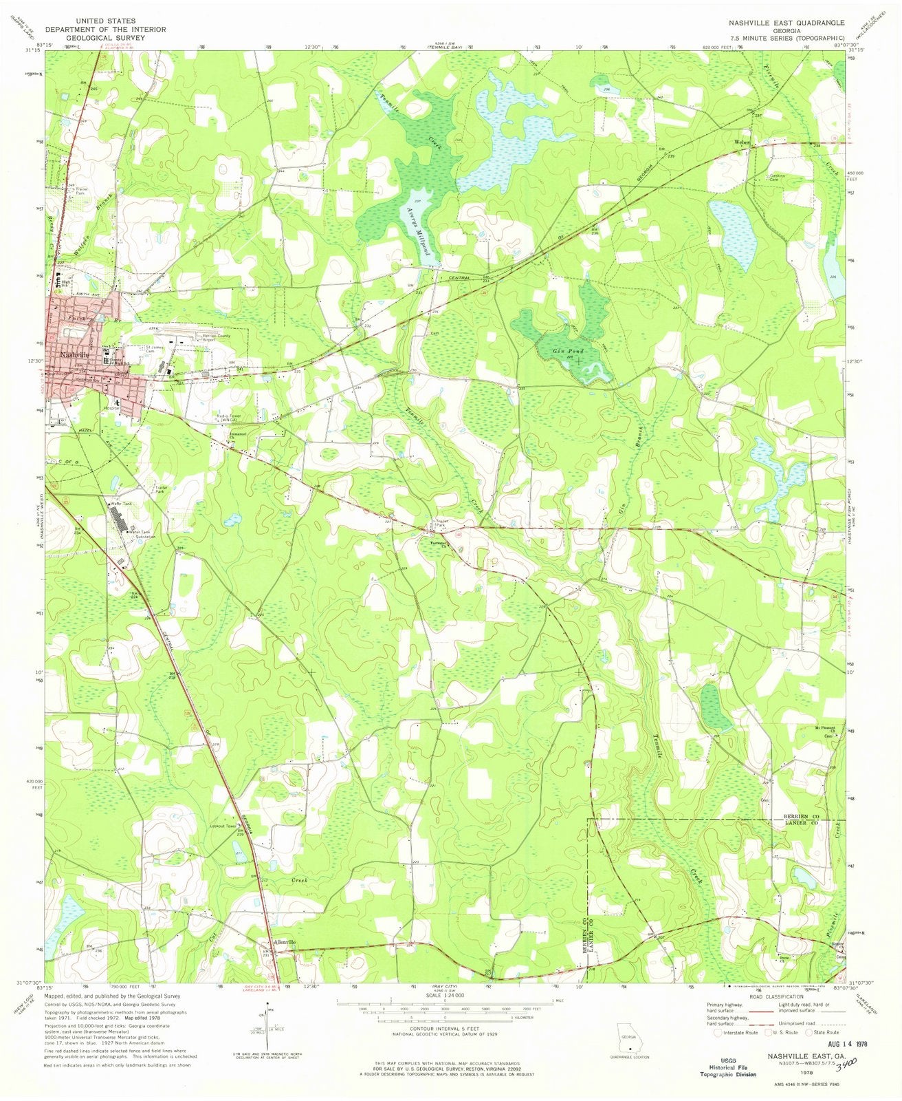 1978 Nashville East, GA - Georgia - USGS Topographic Map