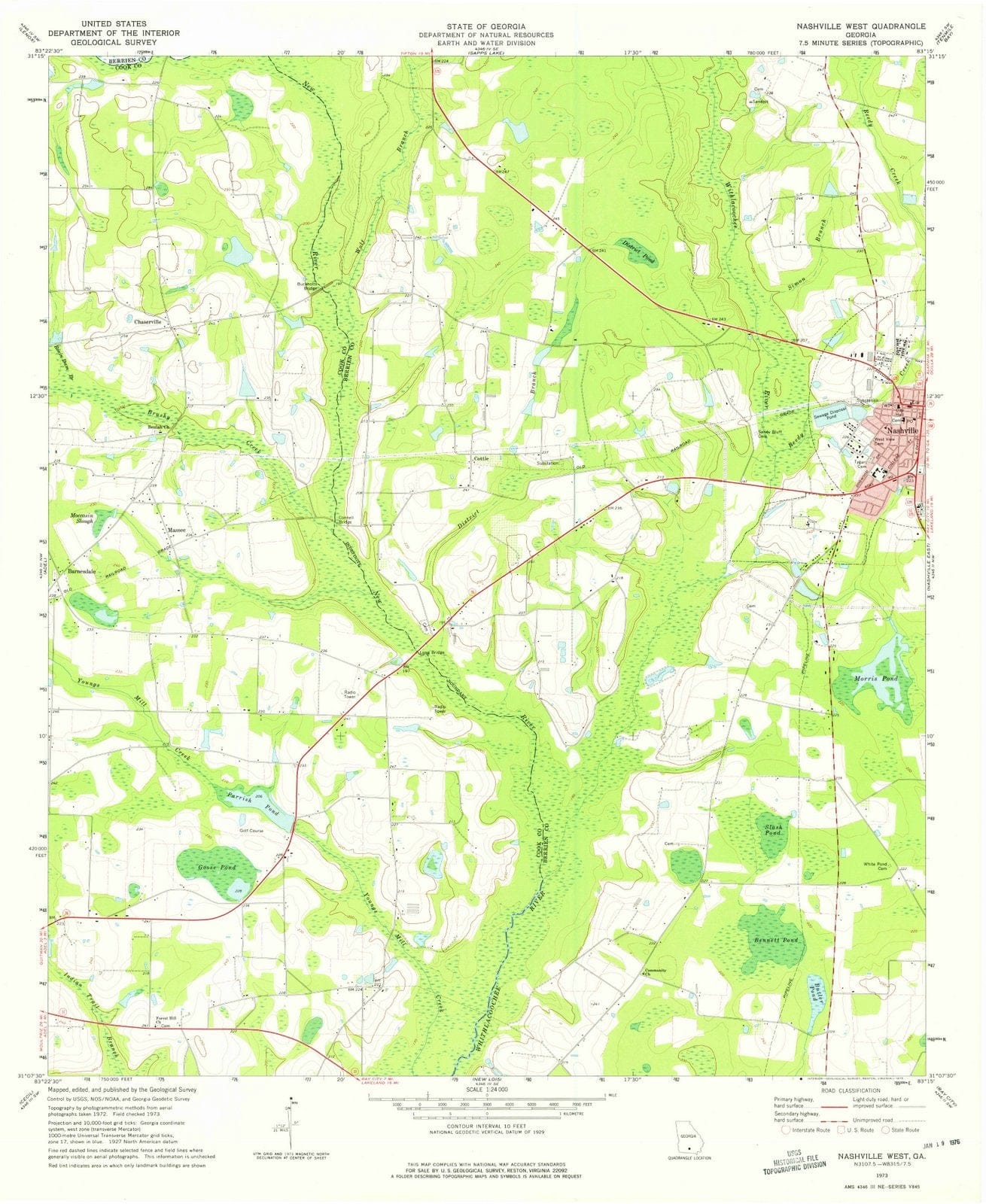 1973 Nashville West, GA - Georgia - USGS Topographic Map