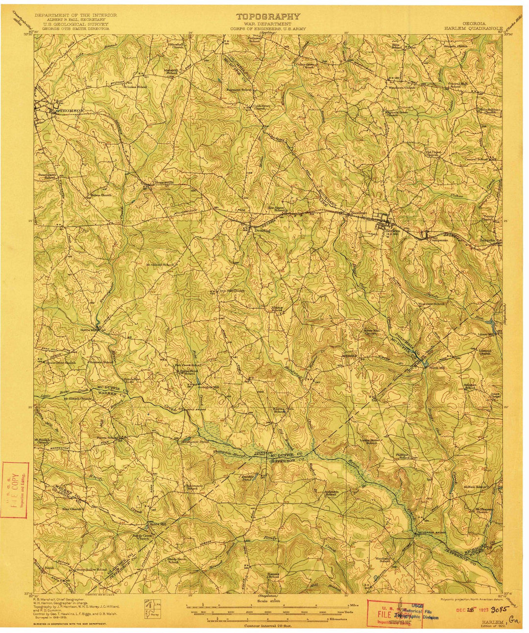 1922 Harlem, GA - Georgia - USGS Topographic Map