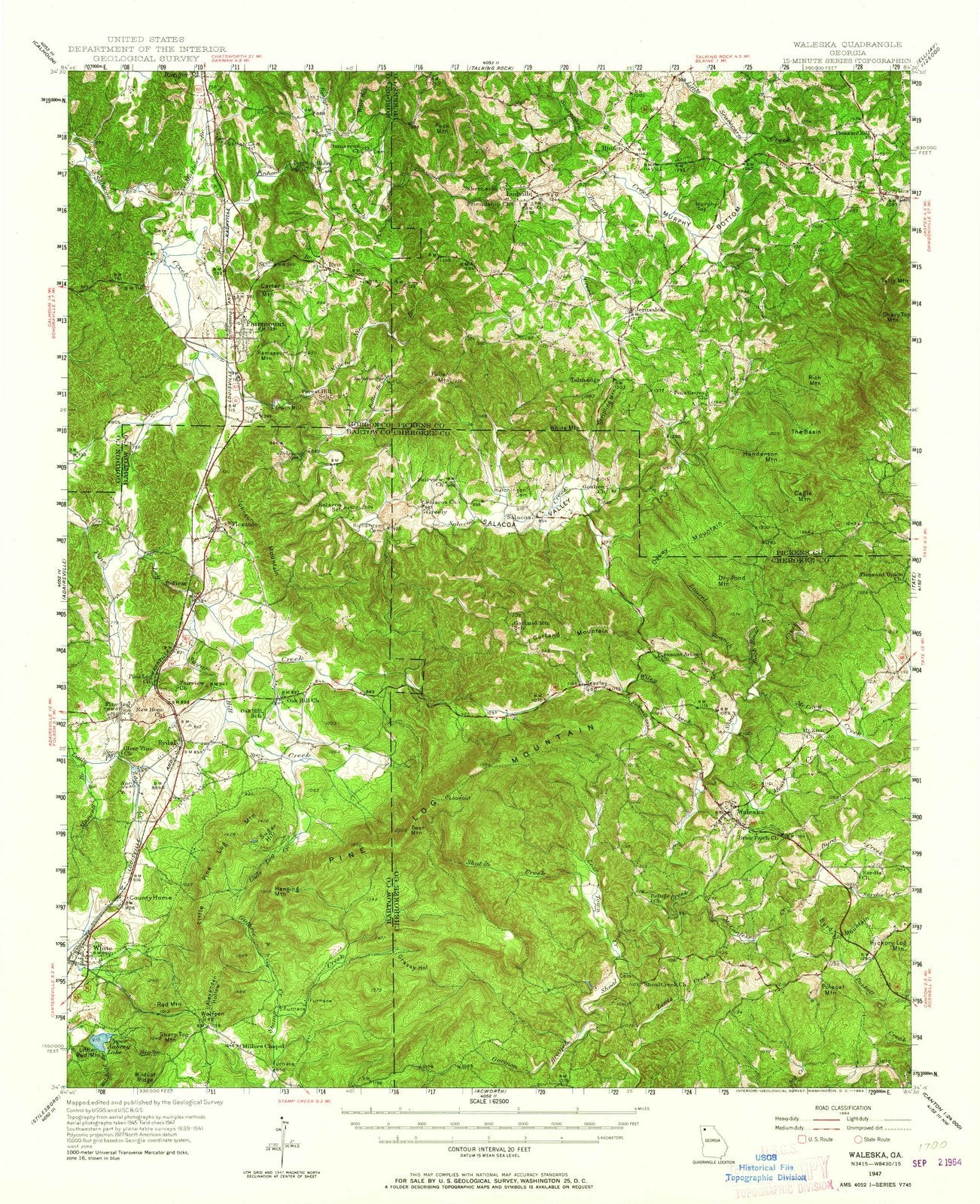 1947 Waleska, GA - Georgia - USGS Topographic Map