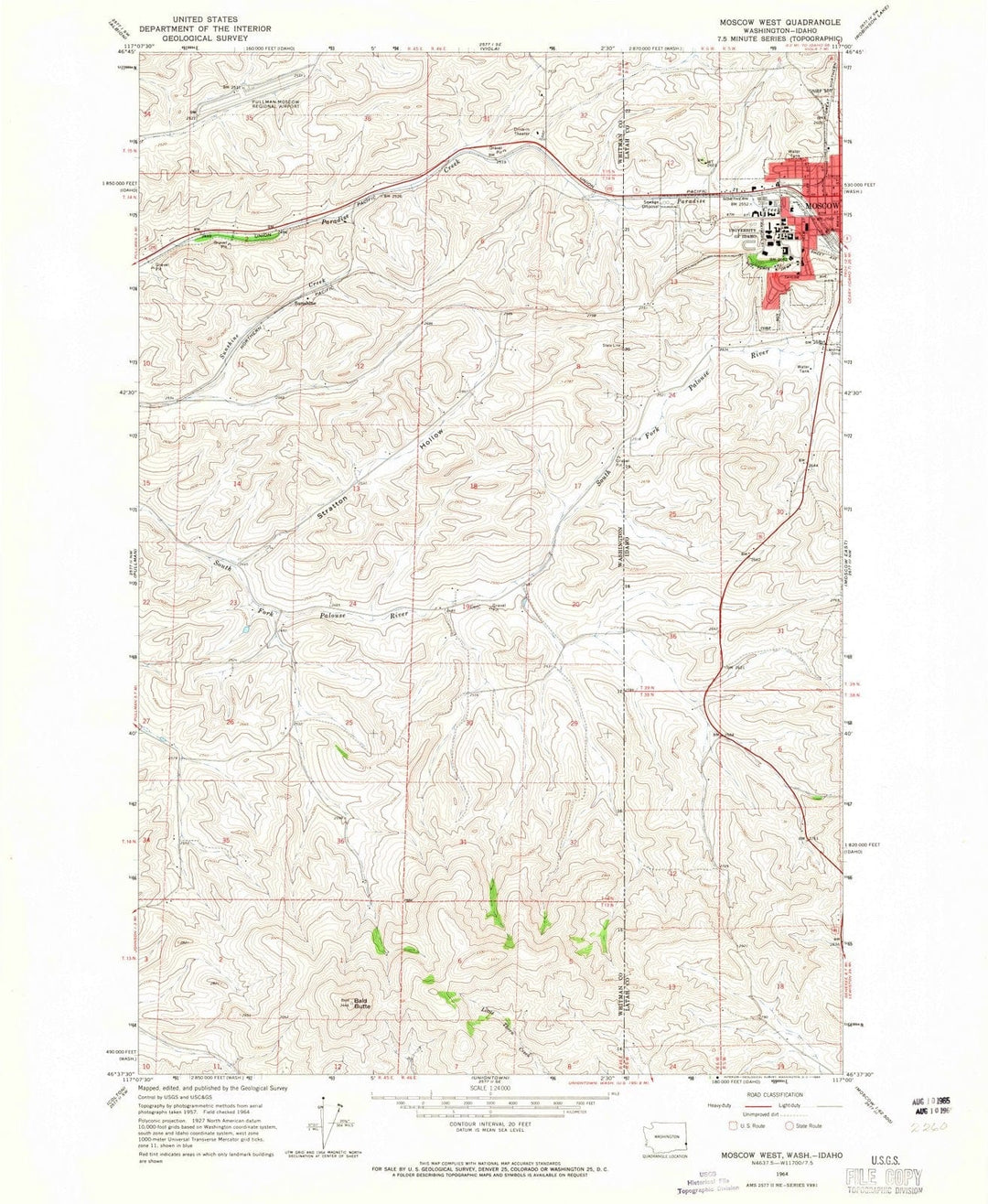 1964 Moscow West, ID - Idaho - USGS Topographic Map