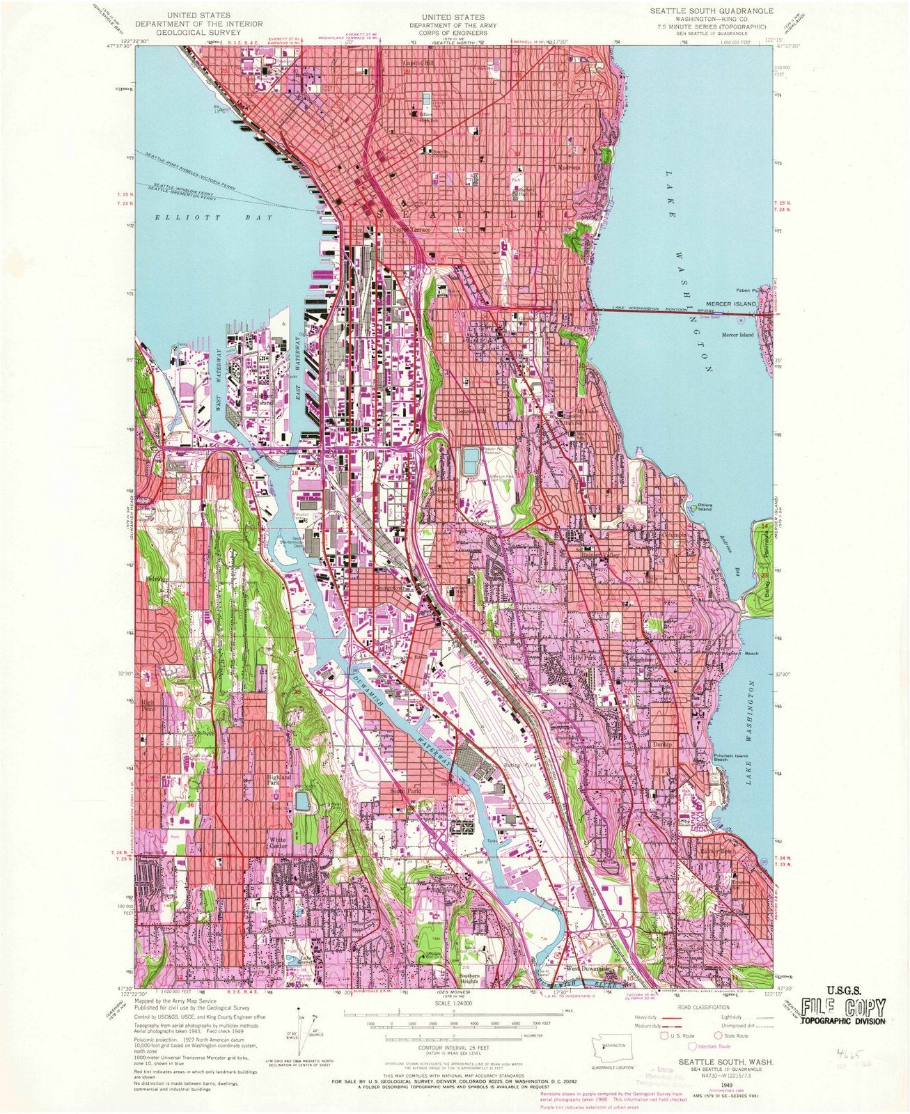 1949 Seattle South, WA - Washington - USGS Topographic Map