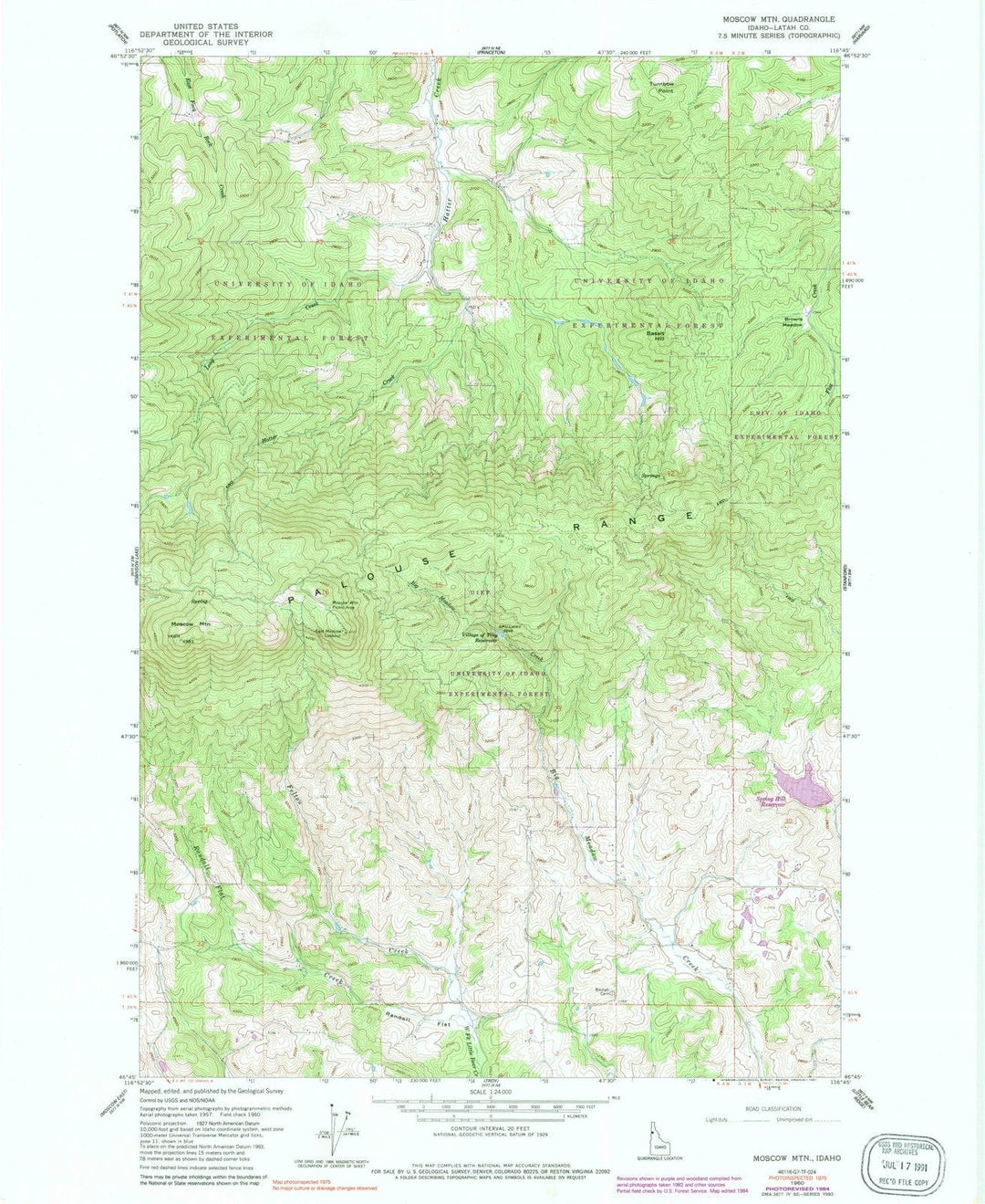 1960 Moscow Mountain, ID - Idaho - USGS Topographic Map