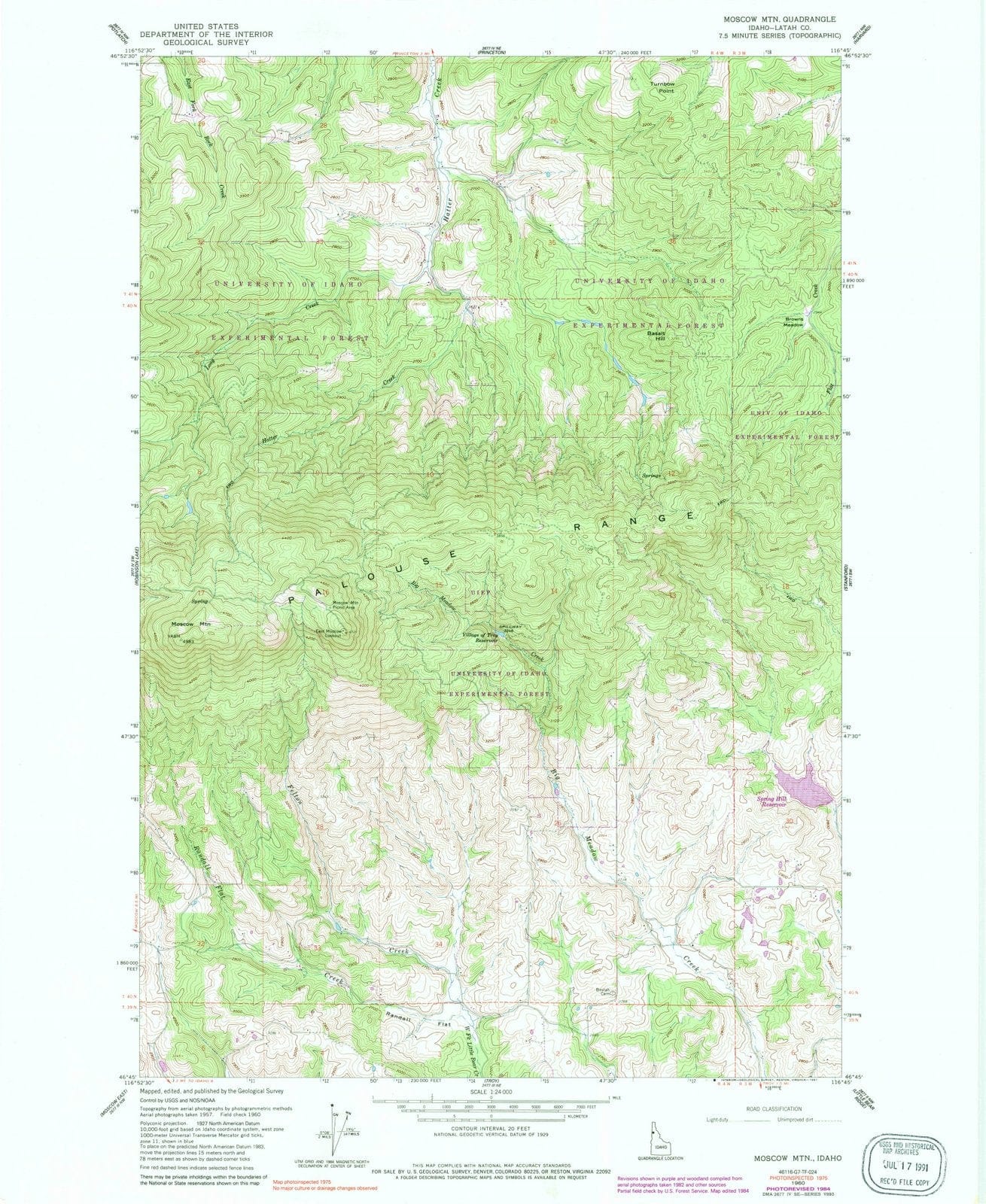 1960 Moscow Mountain, ID - Idaho - USGS Topographic Map