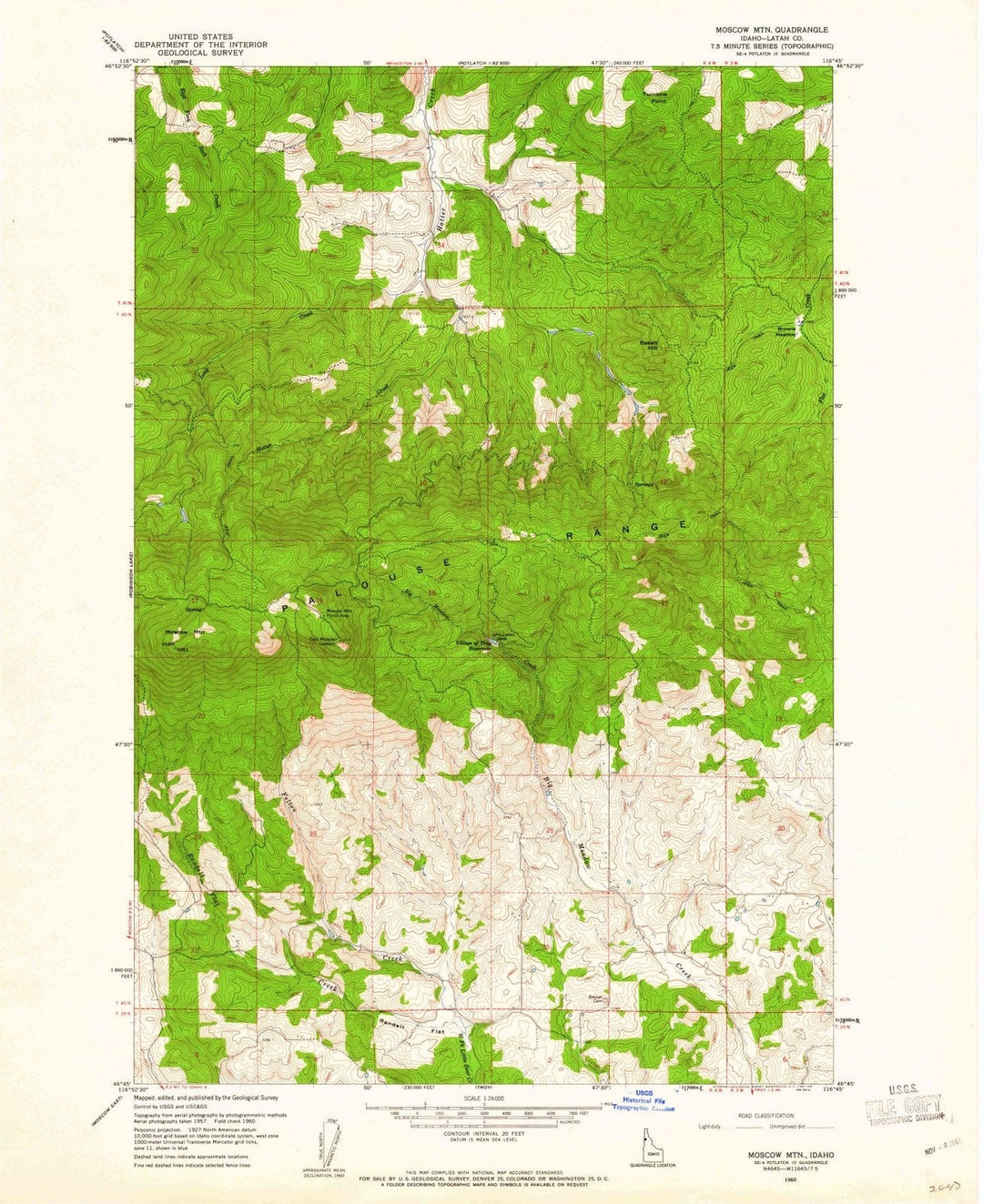 1960 Moscow MTN, ID - Idaho - USGS Topographic Map