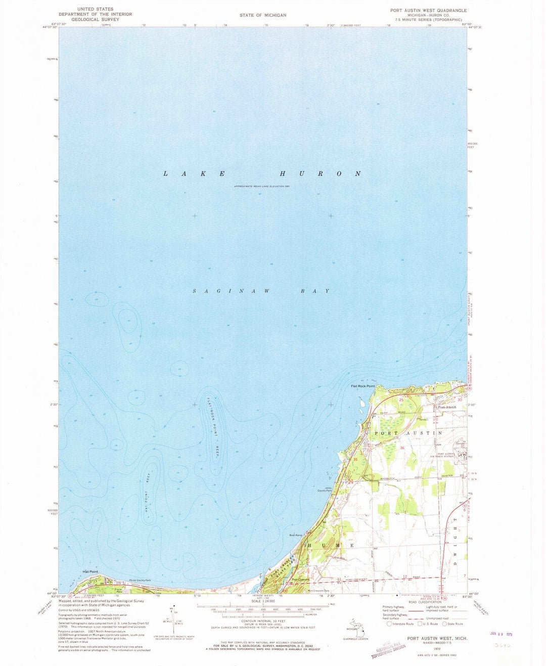 1970 Port Austin West, MI - Michigan - USGS Topographic Map